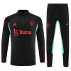 Manchester United Trainings Sweatshirt Quarter-zip 2023-24 Zwarte - Kids